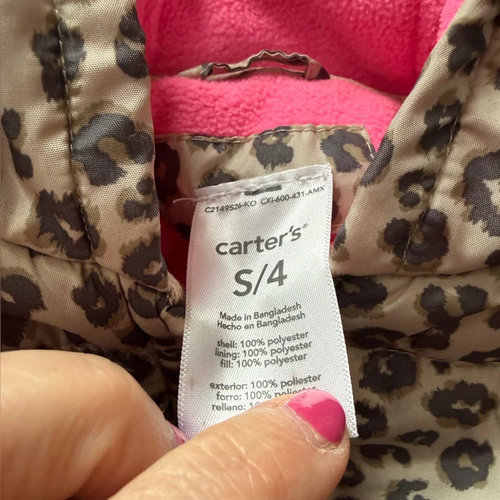 Carter's Leopard‎ Print Puffer Jacket with Pink Accents